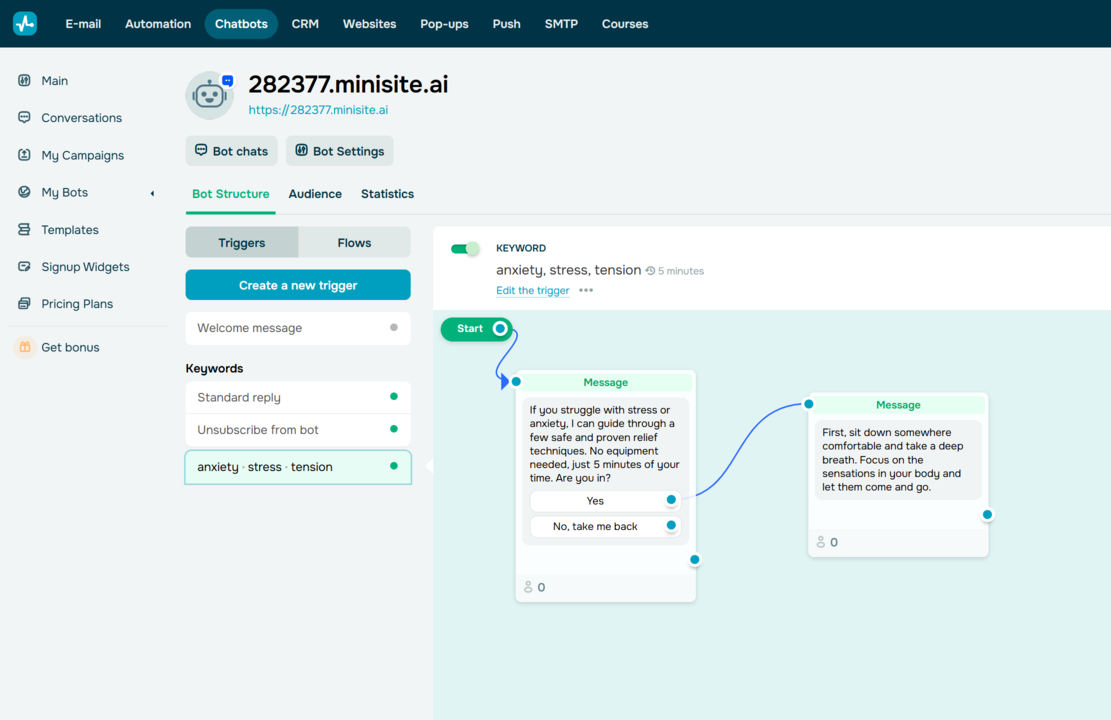 triggers for an AI metal health chatbot triggers for an AI metal health chatbot