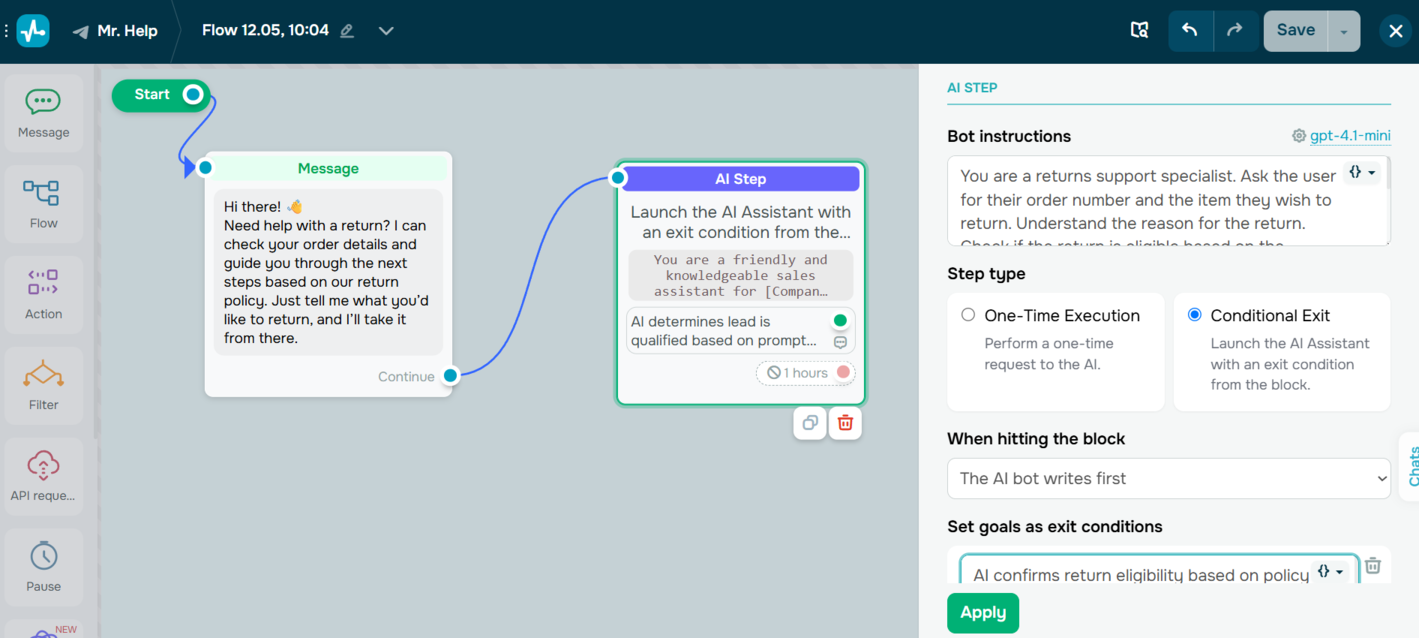 smart eCommerce support chatbot’s flow smart eCommerce support chatbot’s flow