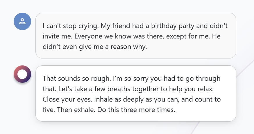 interaction between a person in distress and an AI therapist interaction between a person in distress and an AI therapist