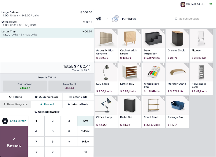 Інтерфейс POS Odoo. Джерело Інтерфейс POS Odoo. Джерело