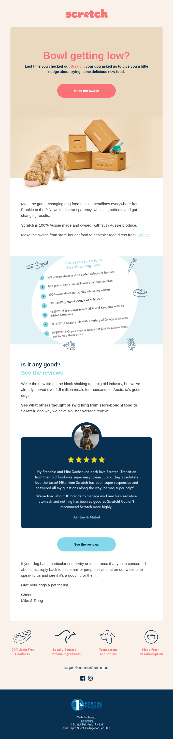 Exemple d'email de réapprovisionnement après achat