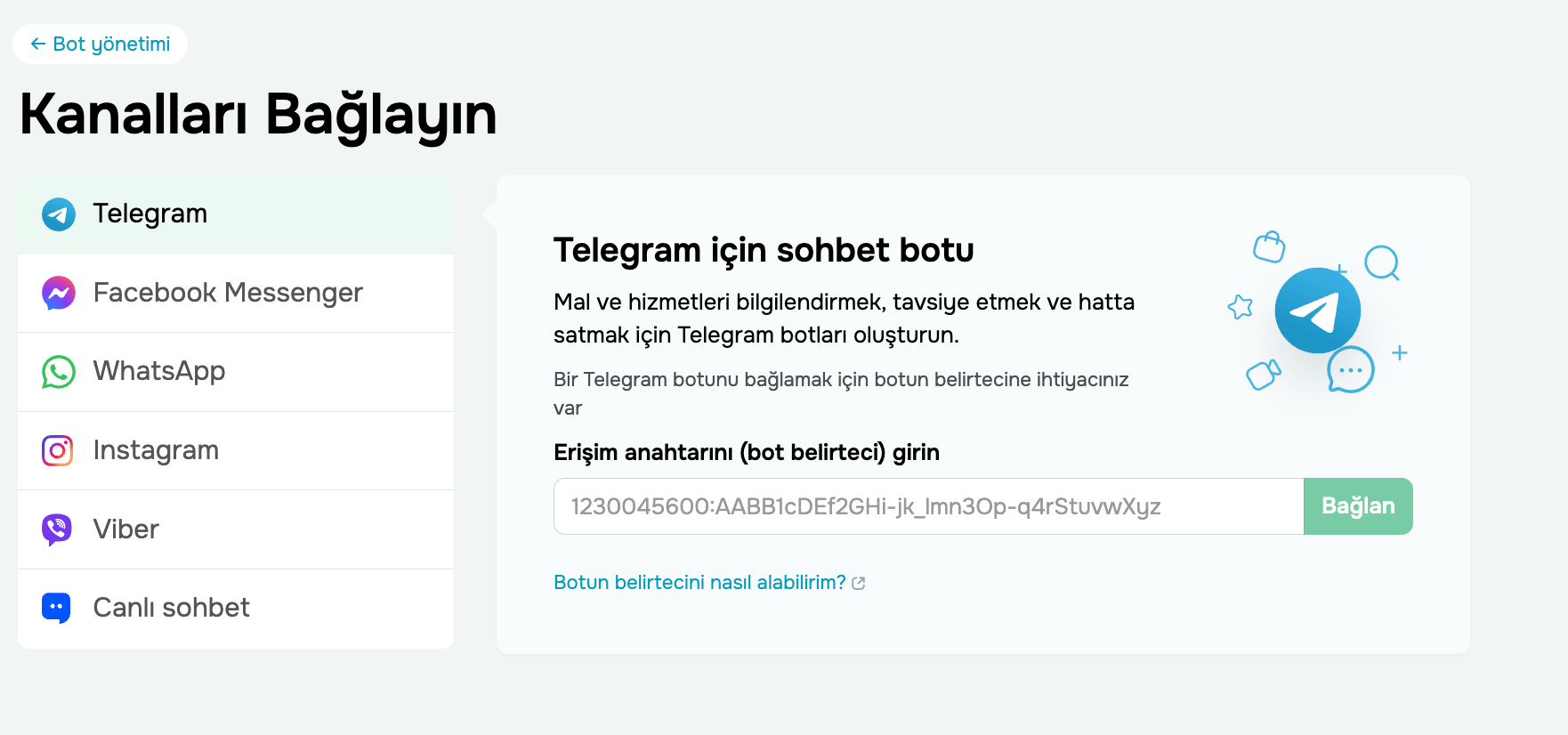 chatbot kanalı seçmek