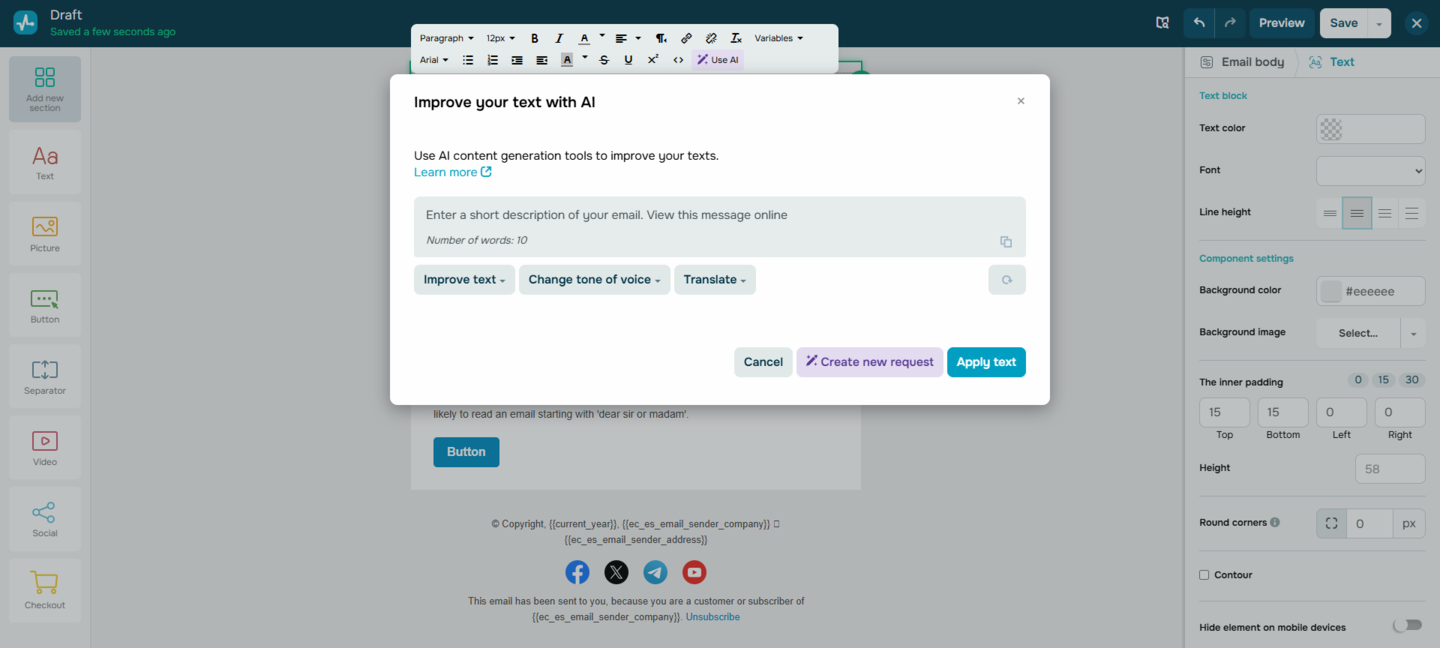 AI to enhance the email copy AI to enhance the email copy