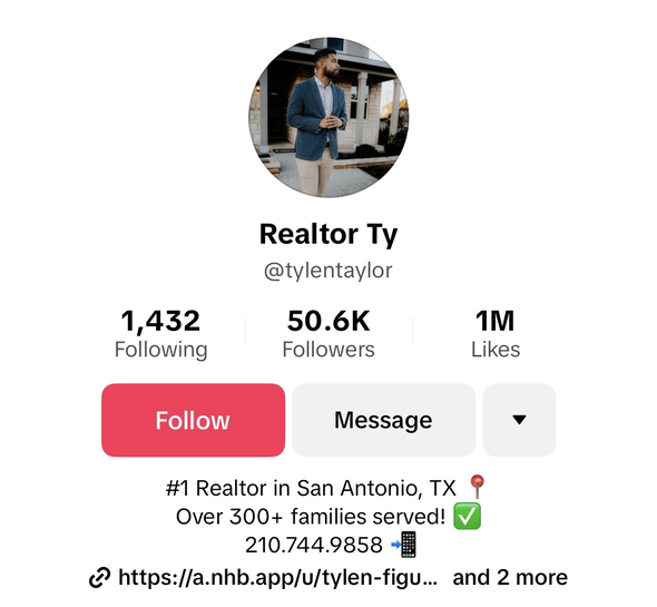 real estate agent's TikTok bio real estate agent's TikTok bio