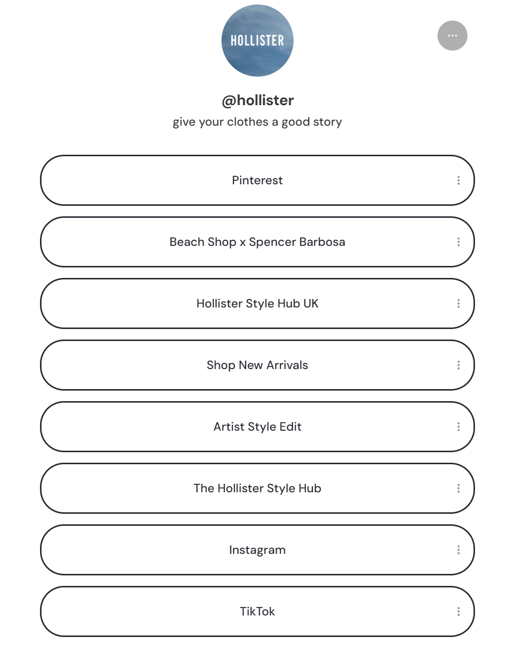 apparel brand using a link page for tiktok bio apparel brand using a TikTok link page