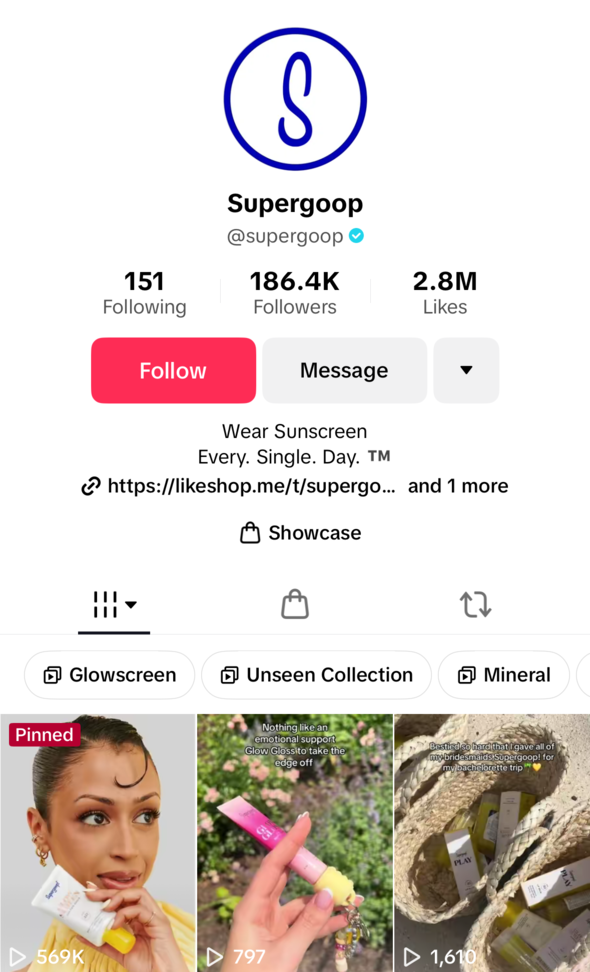 skincare brand TikTok bio example skincare brand TikTok bio example
