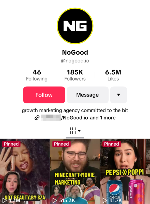 TikTok bio example of a creative agency TikTok bio example of a creative agency