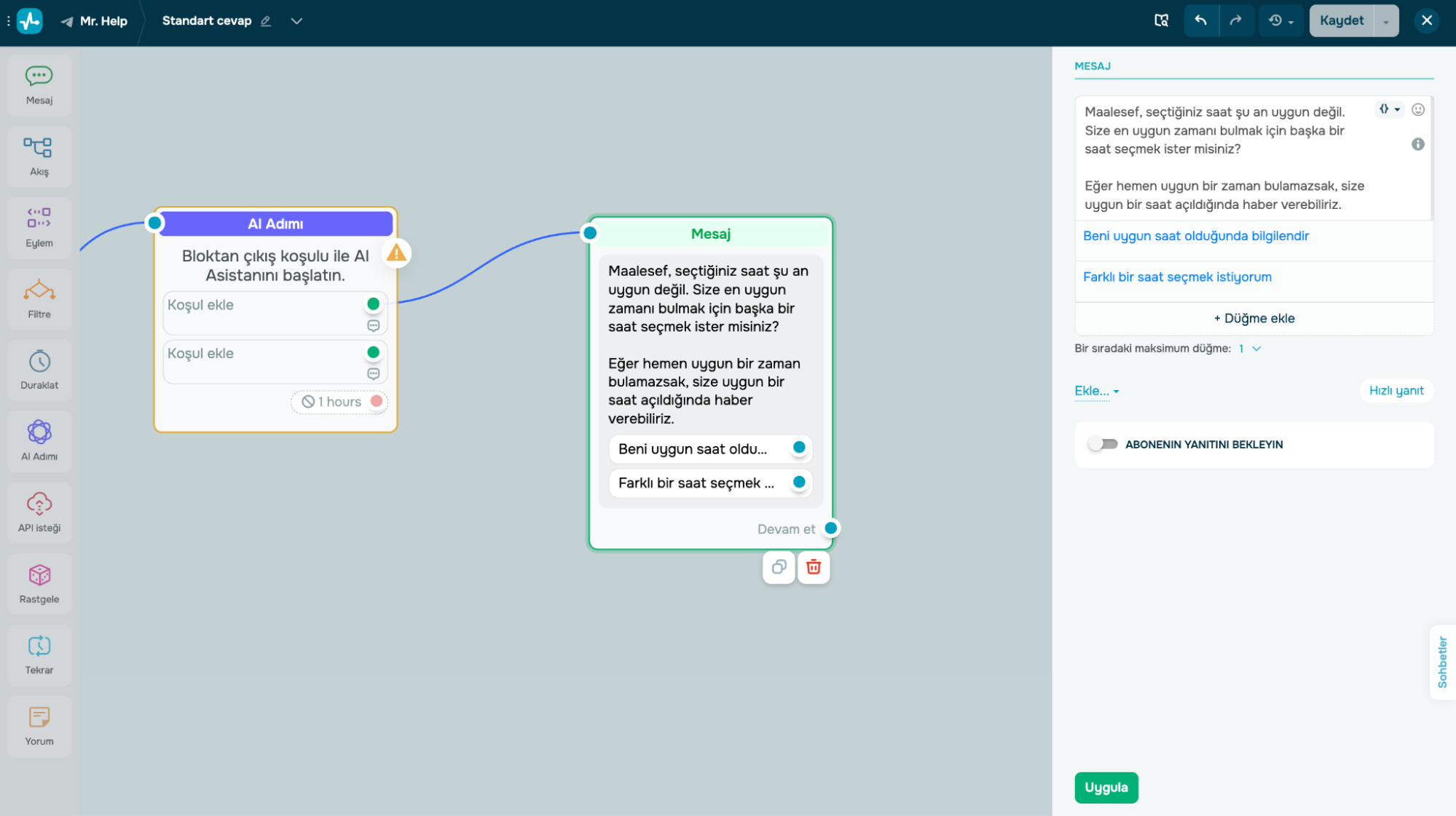 Alternatif randevu seçenekleri sunma