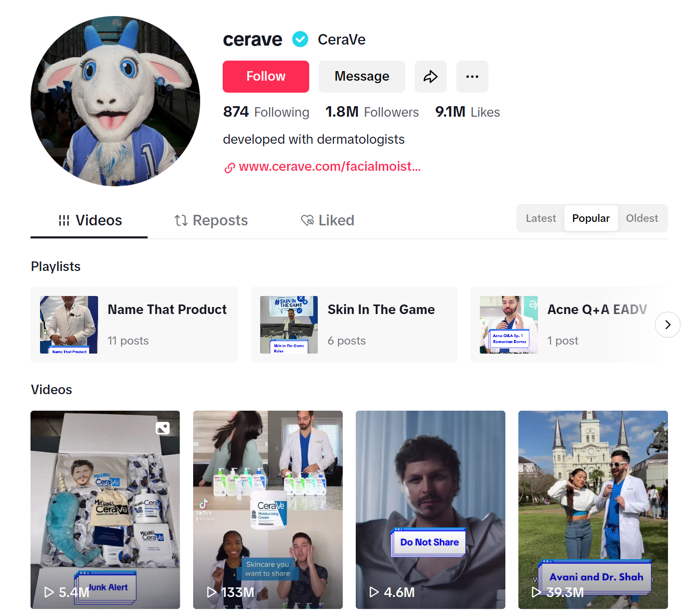 CeraVe tiktok business account CeraVe tiktok business account