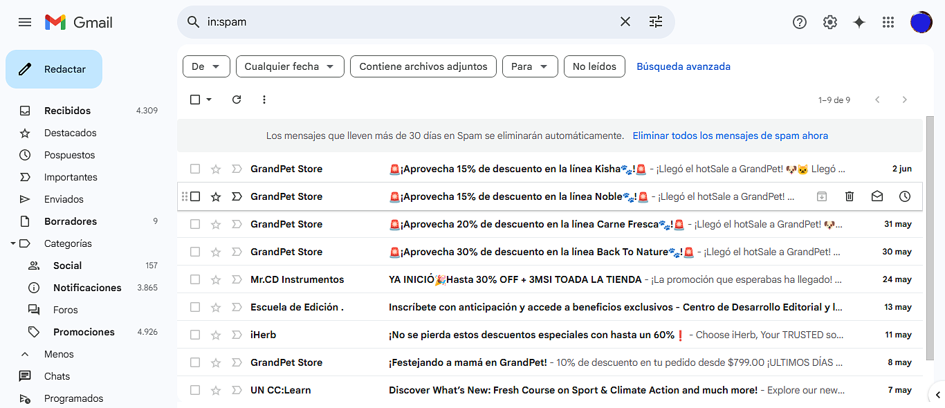 Si fallas en enviar tus campañas a correos electrónicos no válidos puedes caer en las carpeta de spam