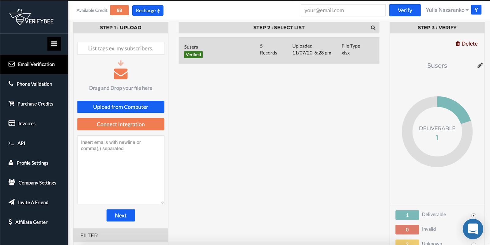 La verificación de VerifyBee ofrece detalles sobre el estado de tu lista de correos La verificación de VerifyBee ofrece detalles sobre el estado de tu lista de correos