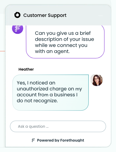 AI support bot collecting information AI support bot collecting information