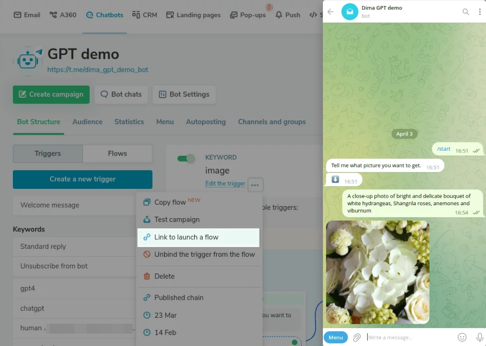 AI bot with an image generation feature AI bot with an image generation feature