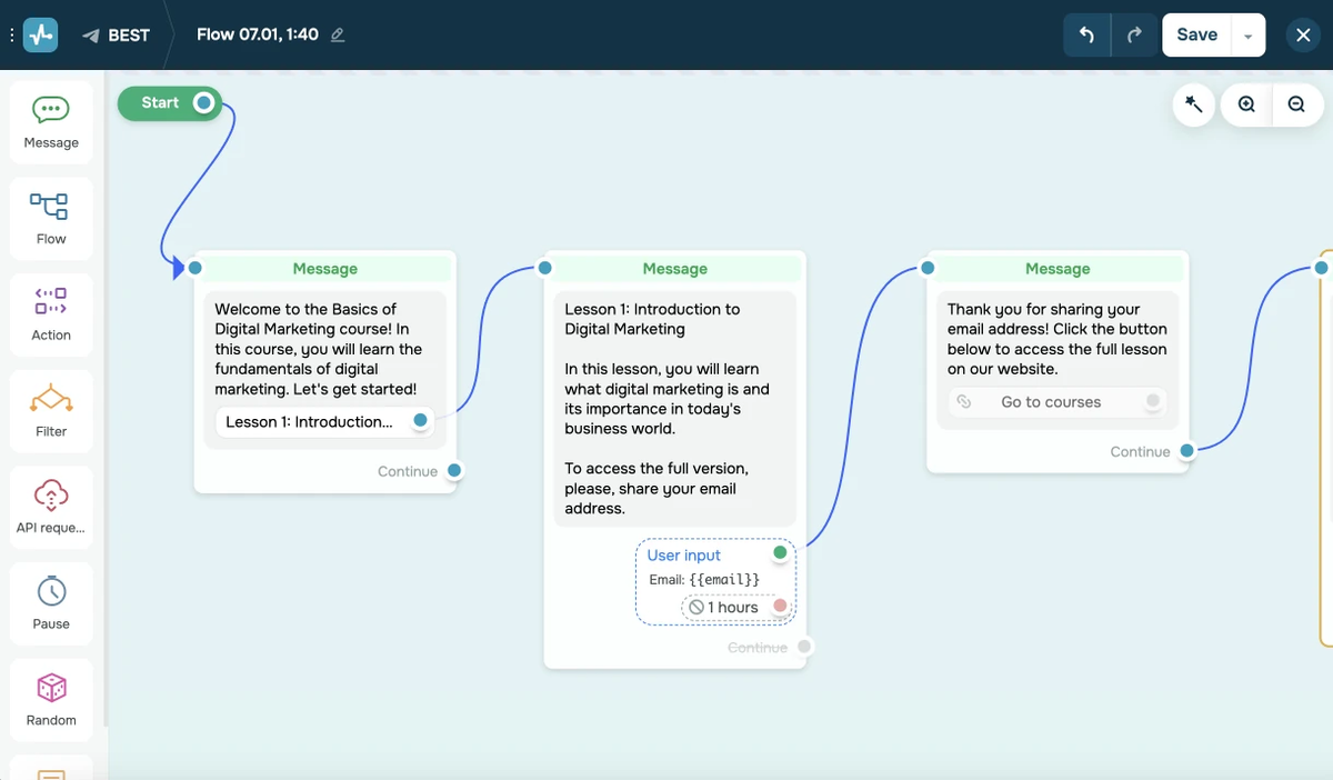 Цепочка чат-бота в SendPulse Цепочка чат-бота в SendPulse