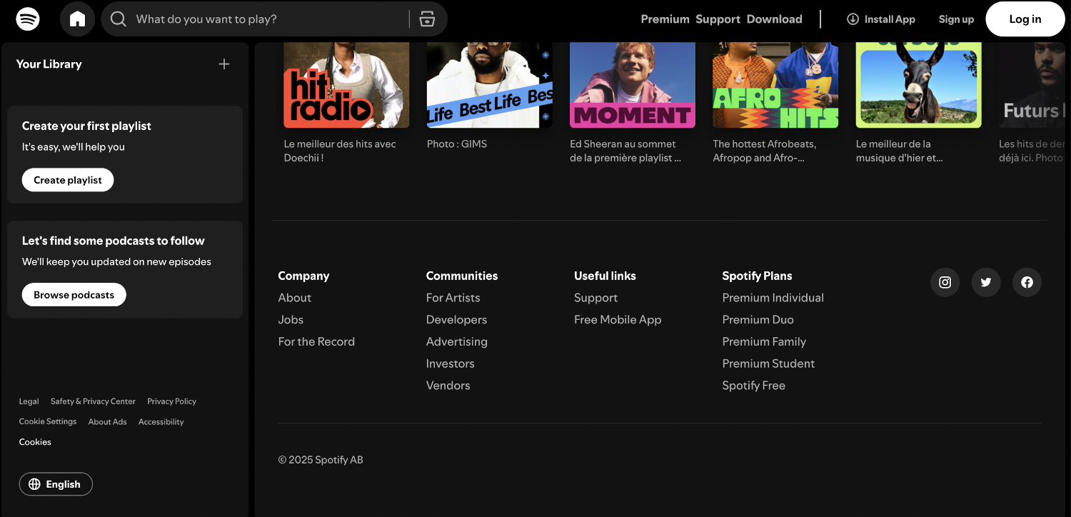 Главная страница Spotify Главная страница Spotify