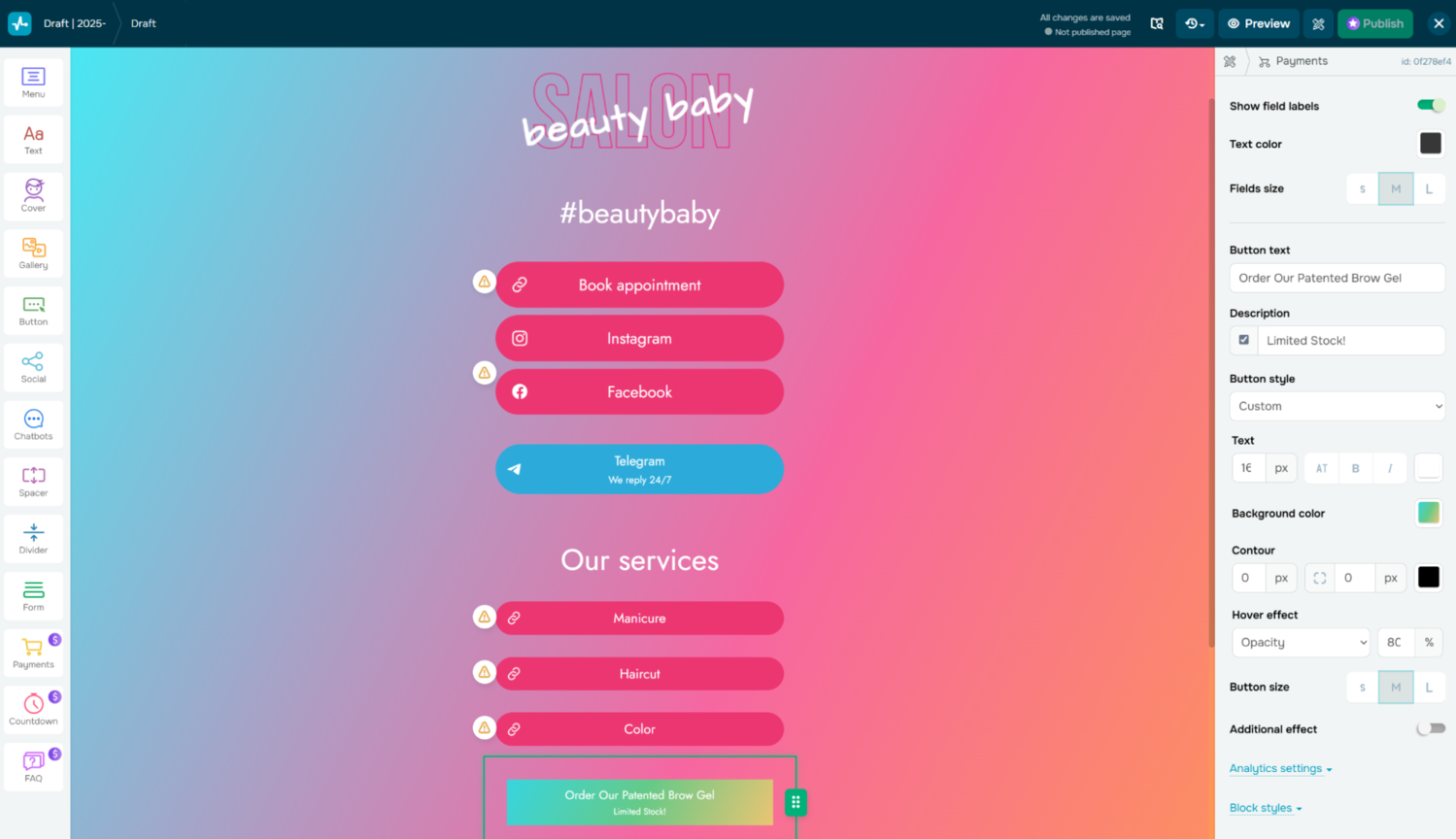 bio link page from a template 