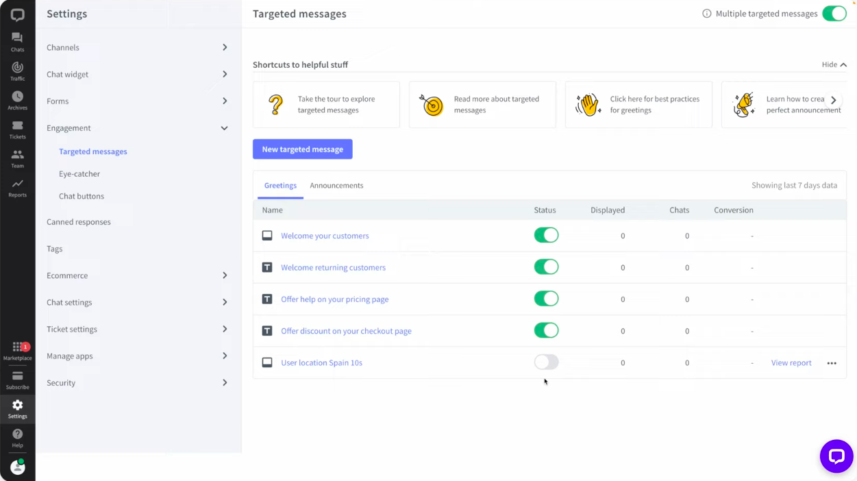 plugin message settings