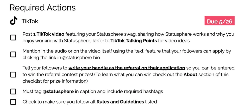 TikTok brief örneği