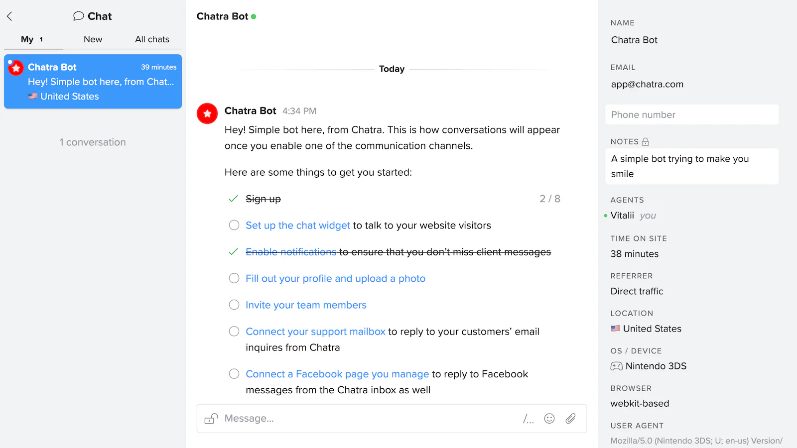 Chatra’s interface Chatra’s interface