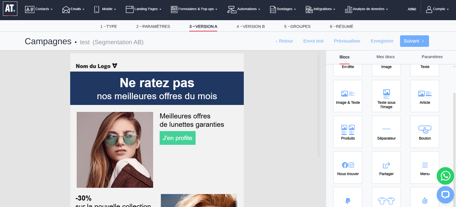 Création d'une campagne promotionnelle dans ActiveTrail