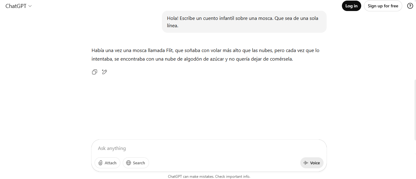 Solicitud a IA conversacional