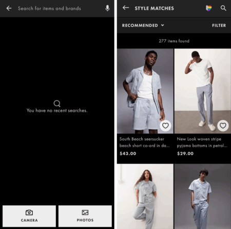 ASOS tarafından sunulan bir görsel arama aracı