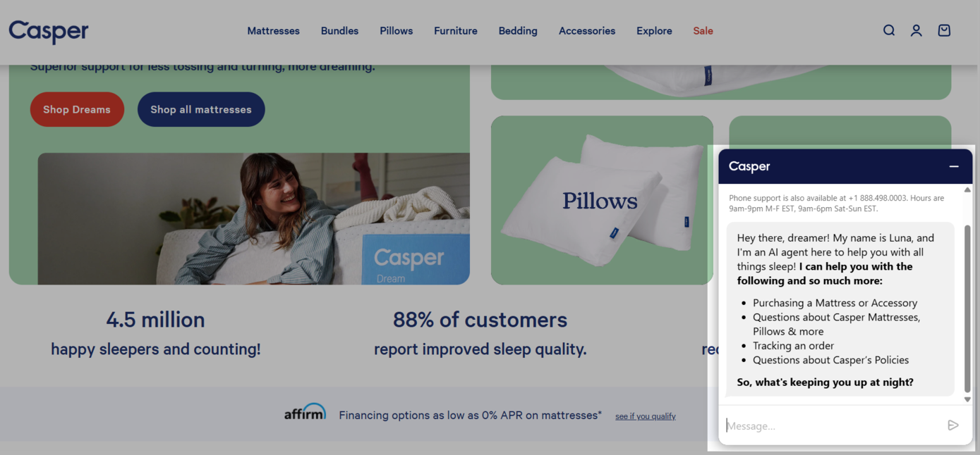 Chatbot potenziato da AI sul sito web