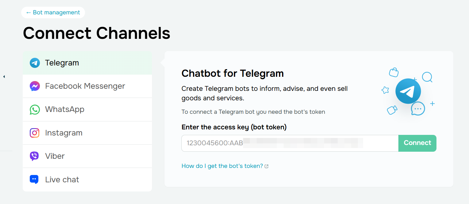 El primer paso para crear chatbots es conectar el canal de comunicación
