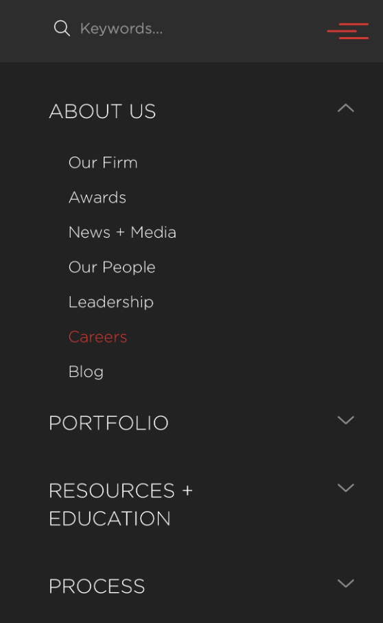 Un exemple de navigation intuitive sur un site Web d’architecture