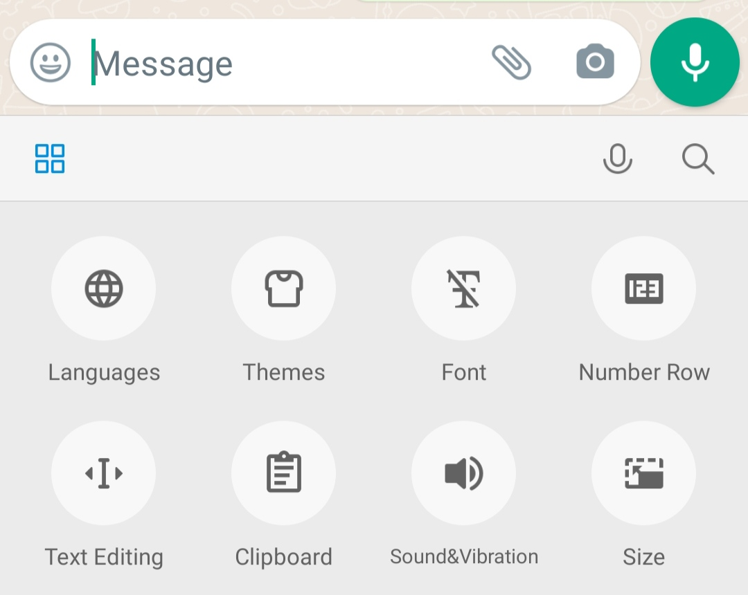 Le panneau de configuration d'un clavier Emoji