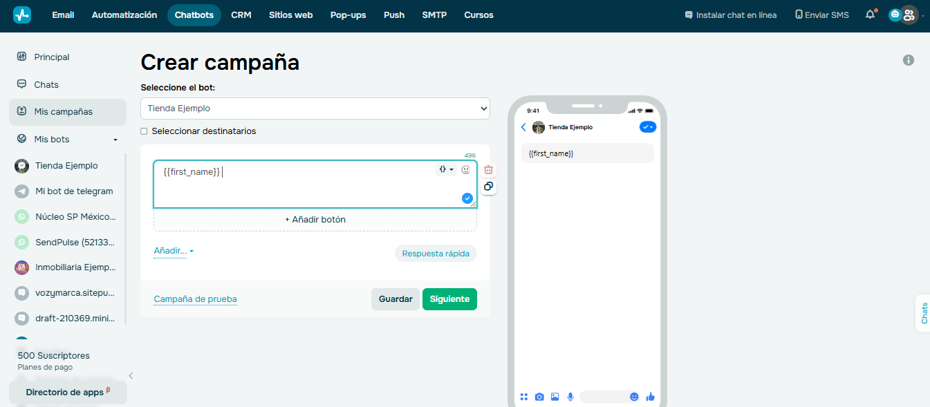 Con SendPulse es fácil la personalización de mensajes