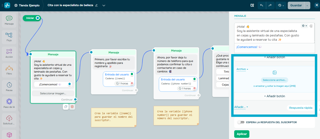 Con SendPulse también podrás agregar contenido multimedia a tus chatbots