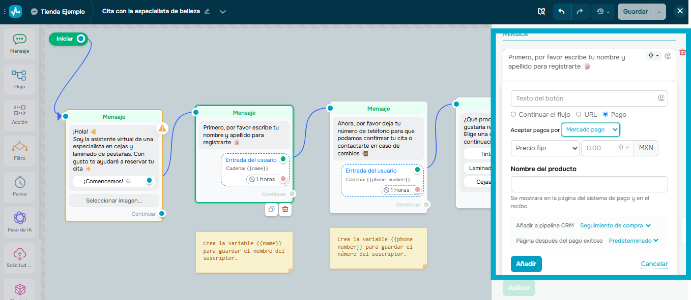 SendPulse te permite aceptar pagos directamente en el flujo del chatbot