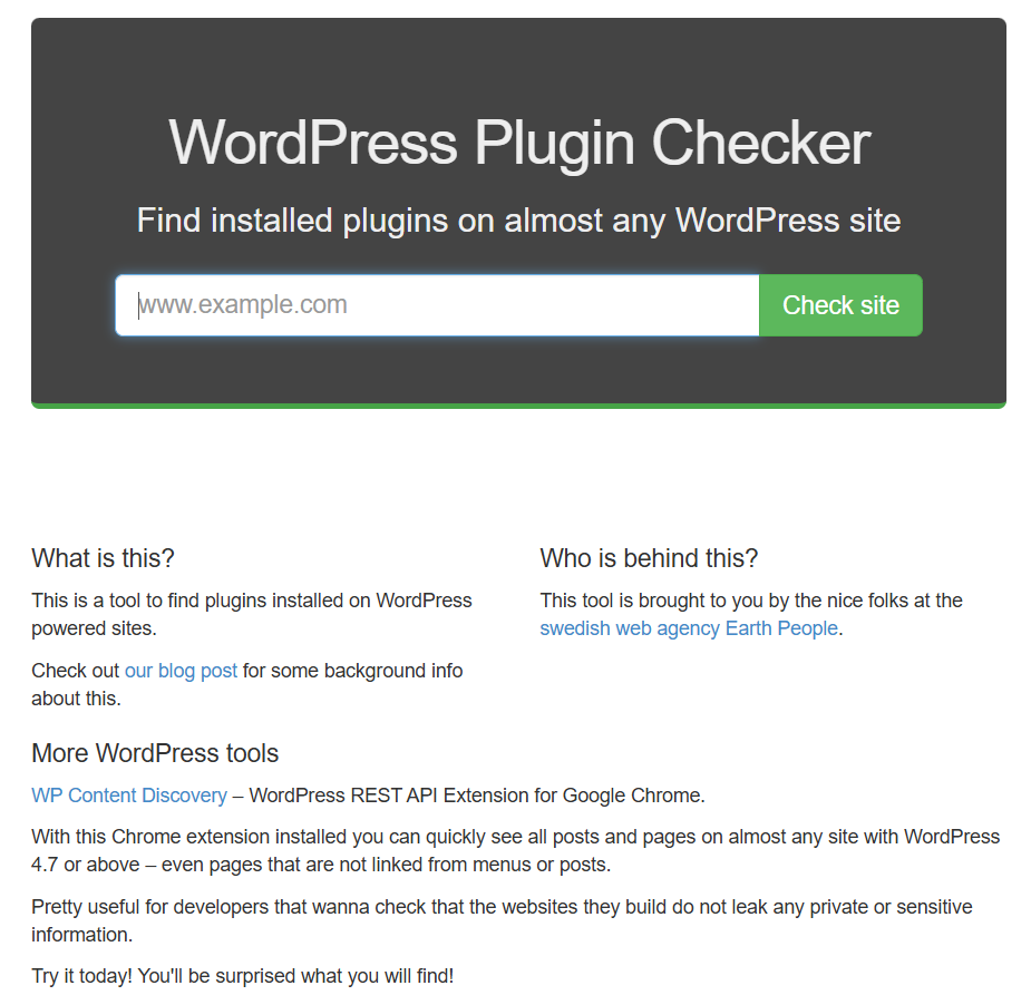 Page d’accueil du service d'analyse de site Web