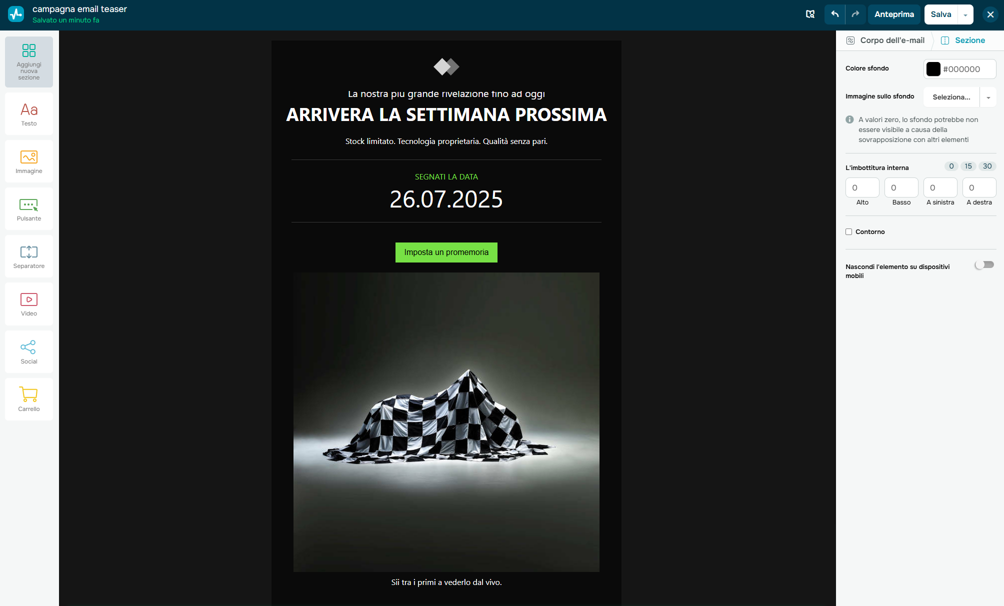 editor trascina e rilascia di SendPulse