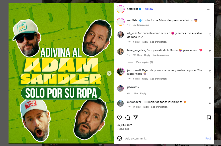 Branding digital de Netflix busca entretener y divertir a su comunidad en Instagram