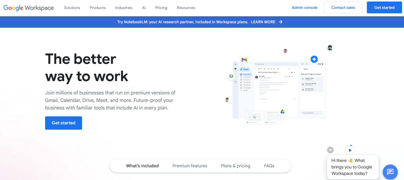 Google Workspace homepage