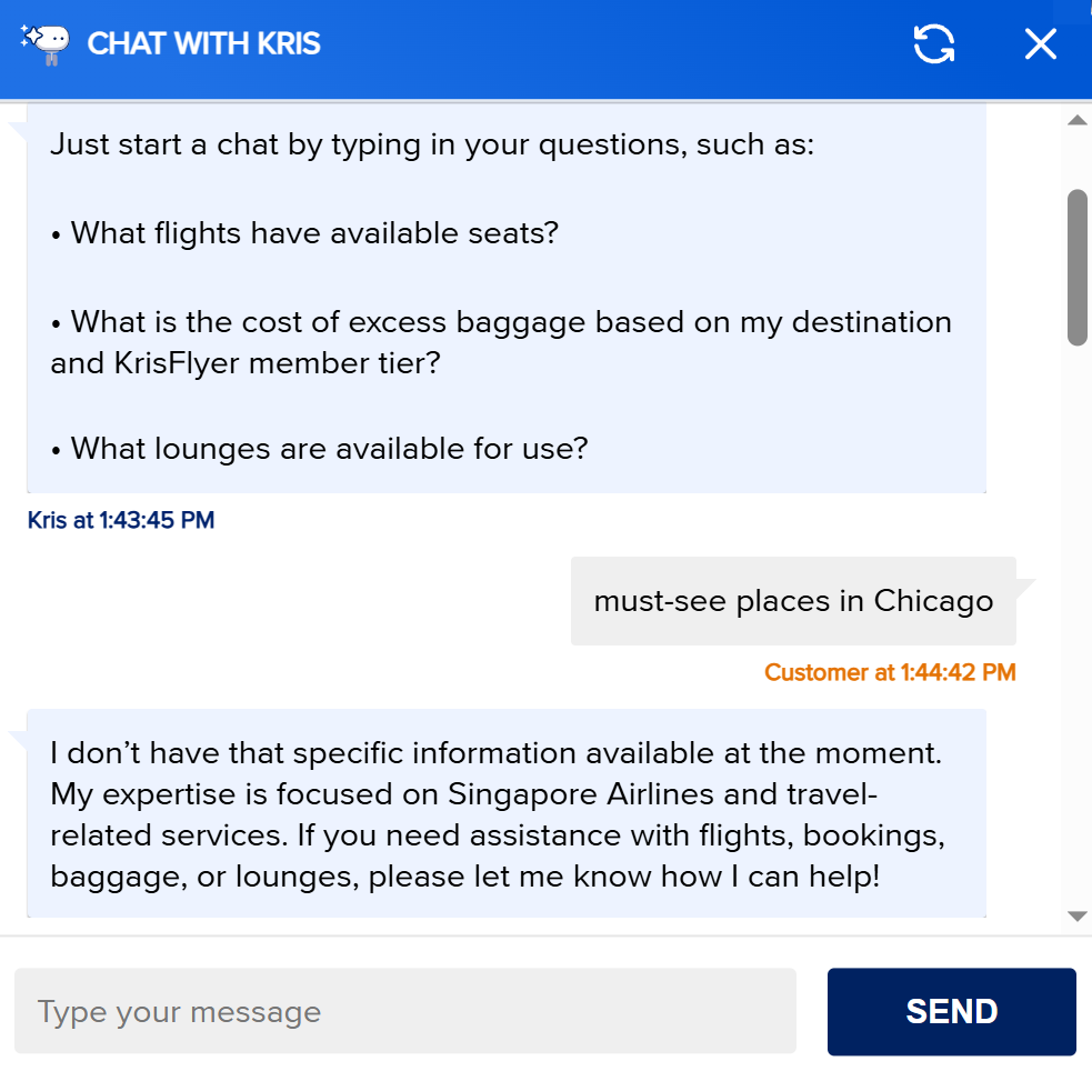 Singapore Airlines-related support chatbot 