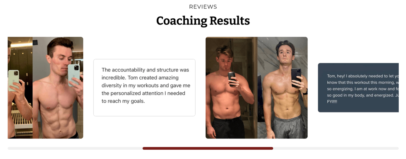 Testimonials from personal website