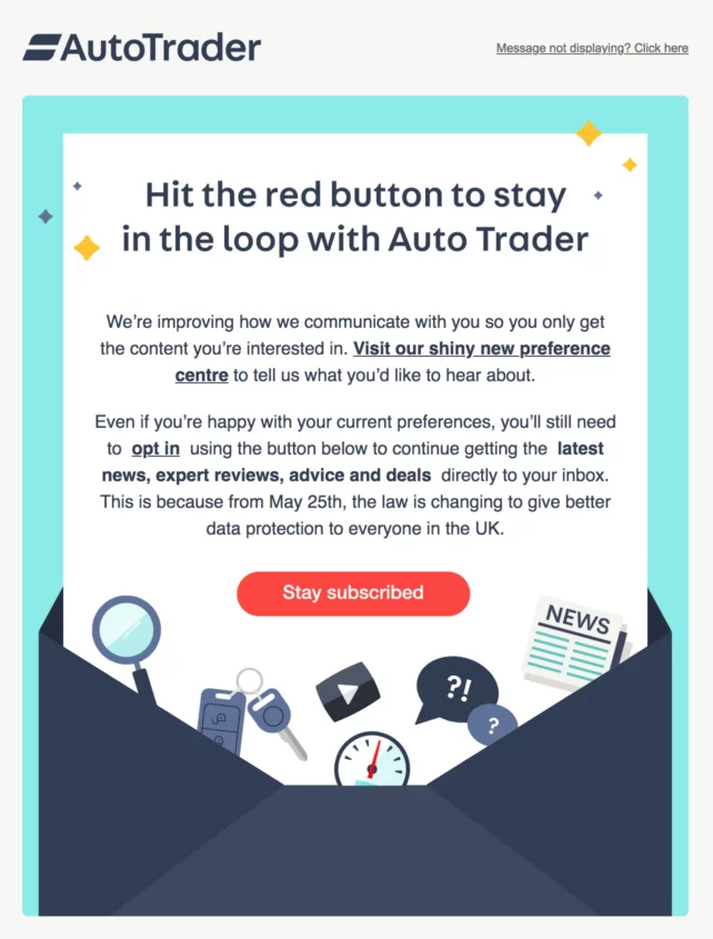 Estrategia de email marketing que invita a usuarios a actualizar preferencias