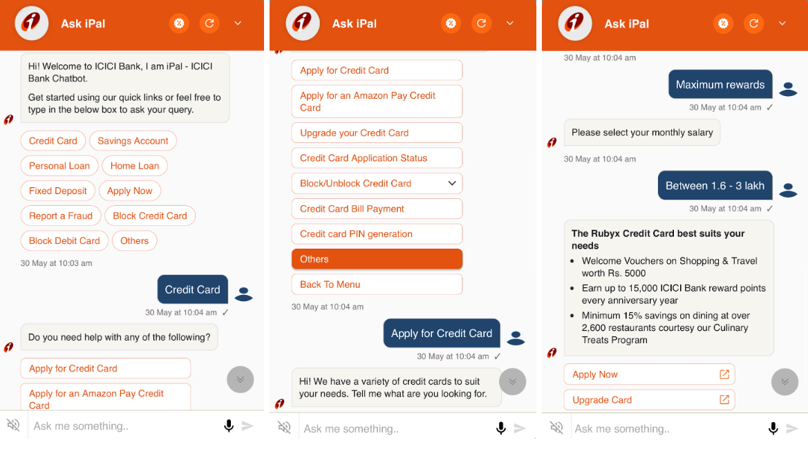 bank chatbot on the ICICI website