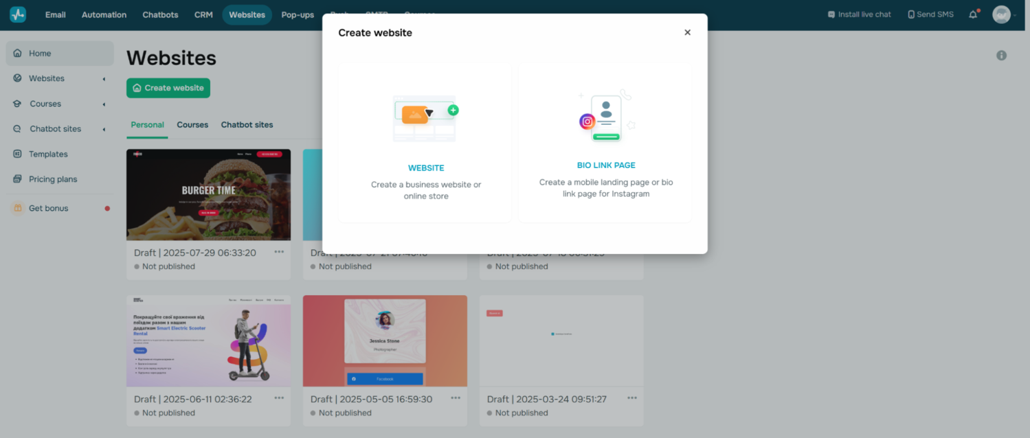 Creating a personal website