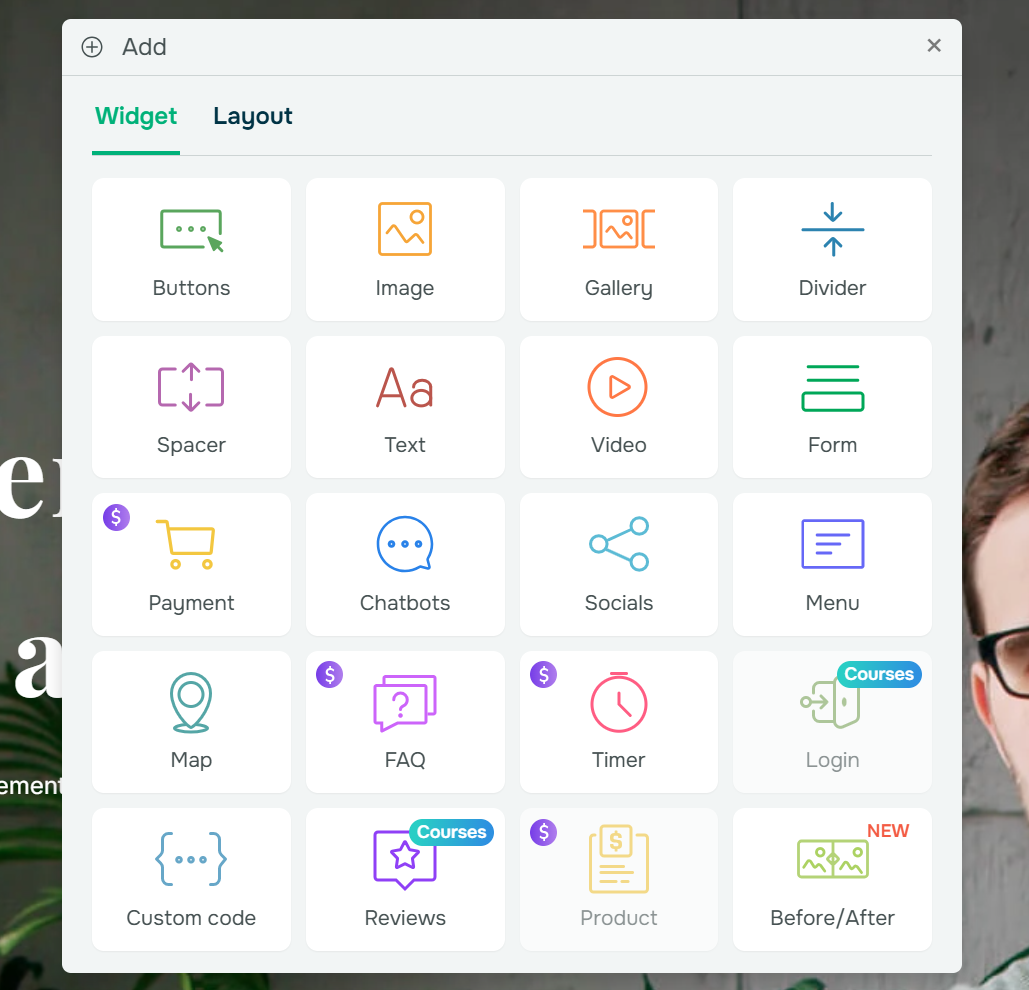 Adding widgets to a personal website 