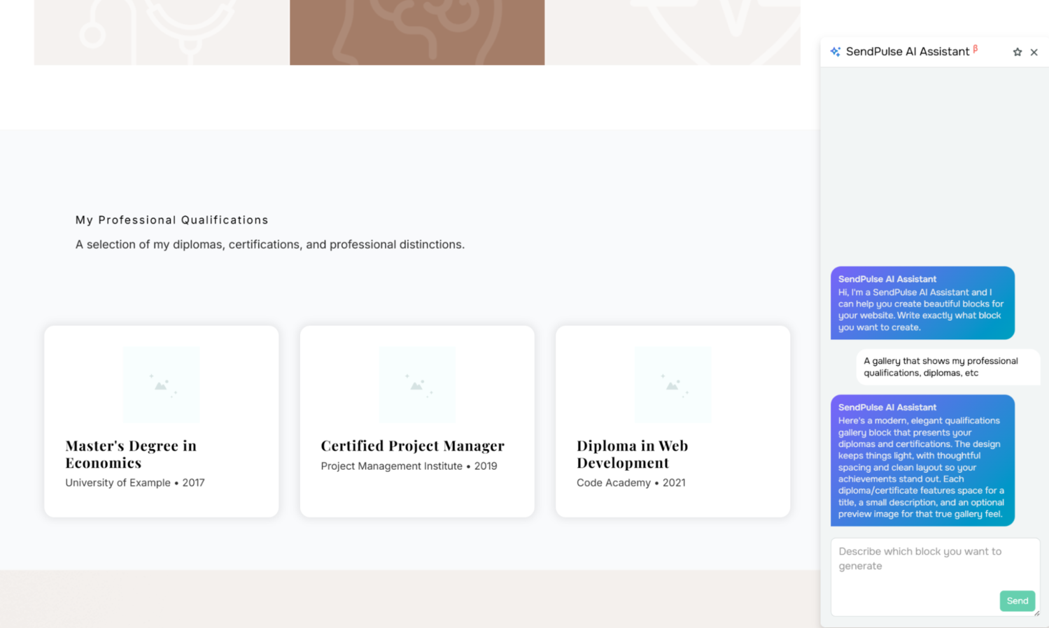 Using AI for generating custom website blocks 