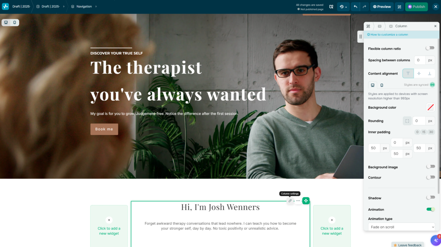 Editing a personal website