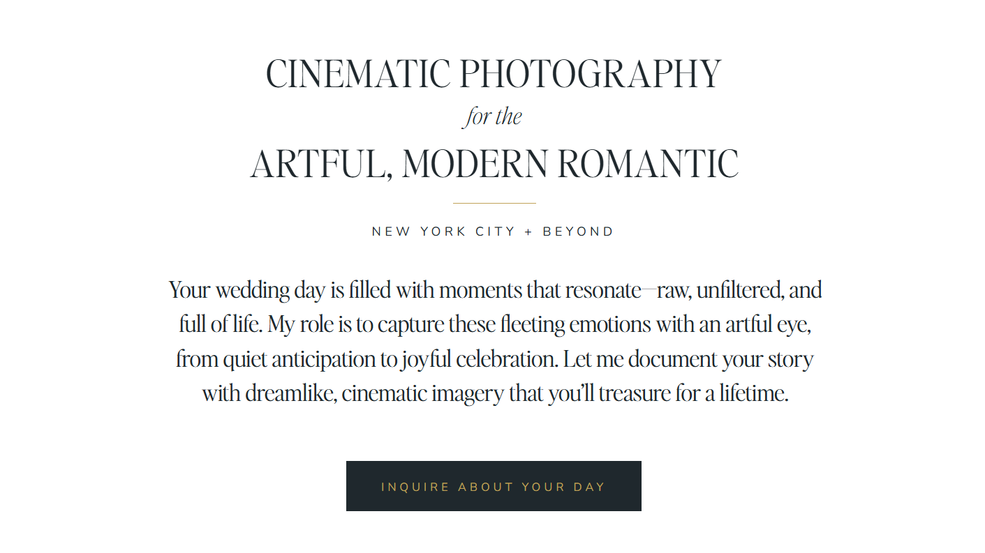 CTA example from a photographer