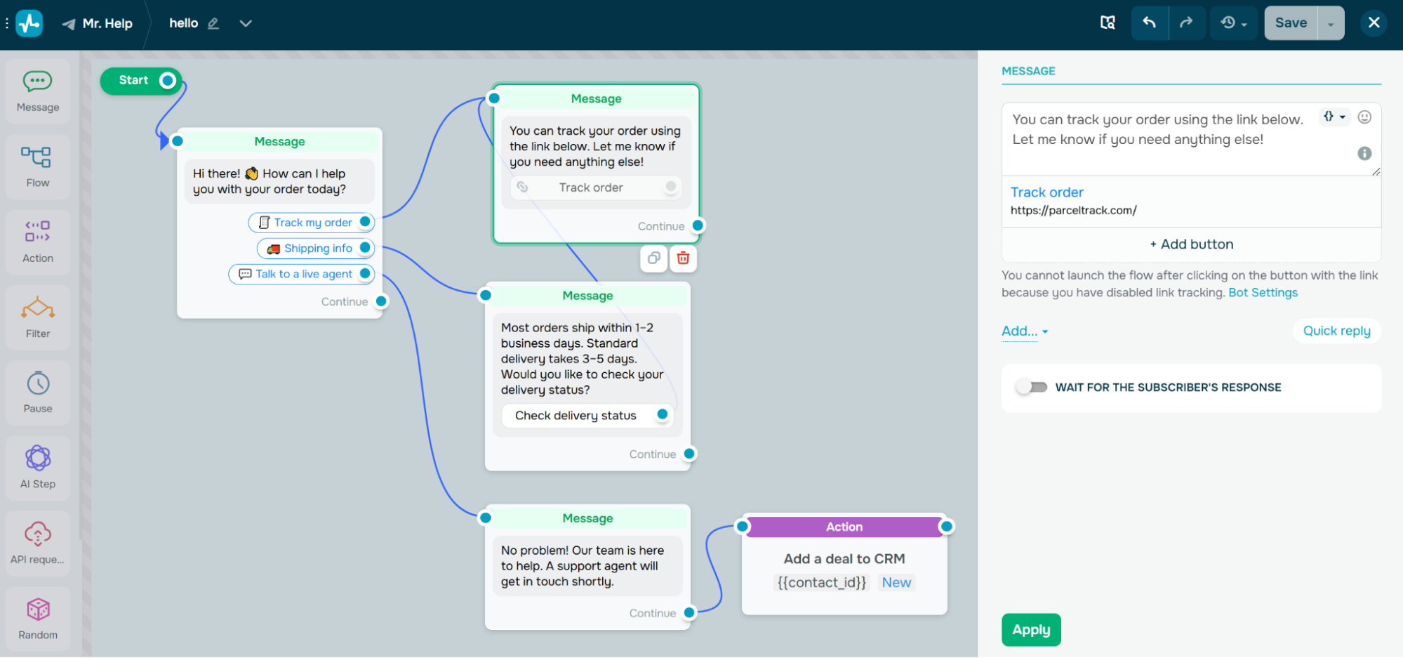 buttons to move customers smoothly to the next step