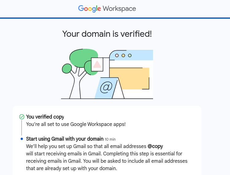 successful domain verification