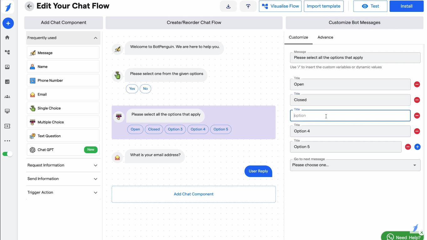 Chatbot builder de la plataforma Botpenguin agiliza la creación de conversaciones con el bot