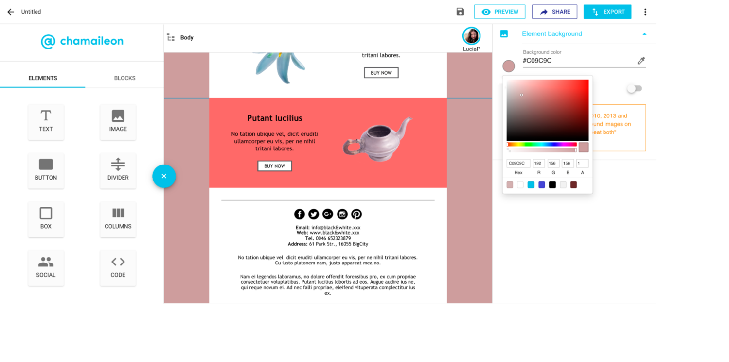 Интерфейс конструктора. Источник: Chamaileon